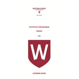 Learning Guide - 700007 Statistics for Business Term 1 2020 LG v2.0
