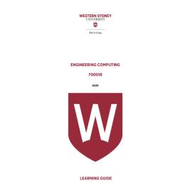 Learning Guide - 700018 Engineering Computing Term 1 2020