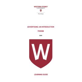 Learning Guide - 700088 Advertising - An Introduction Term 1 2020