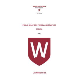 Learning Guide - 700090 Public relations theory and practice Term 1 2020 LG v2.0
