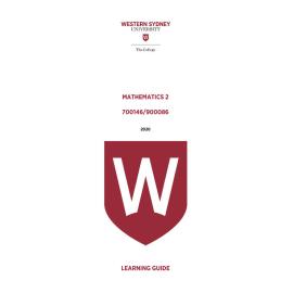 Learning Guide - 700146 / 900086 Mathematics 2 Term 1 2020