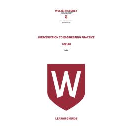 Learning Guide - 700148 Introduction to Engineering Practice Term 1 2020