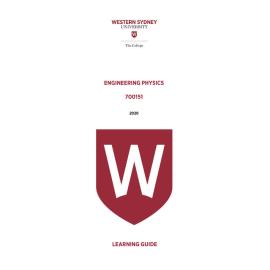 Learning Guide - 700151 Engineering Physics Term 1 2020