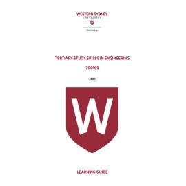 Learning Guide - 700169 Tertiary Study Skills in Engineering Term 1 2020