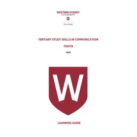 Learning Guide - 700176 TSS in Communication Term 1 2020