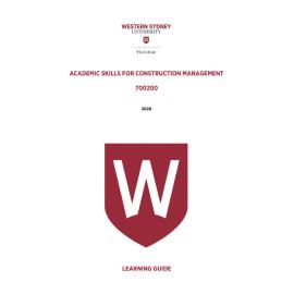 Learning Guide - 700200 Academic Skills for Construction Management Term 1 2020