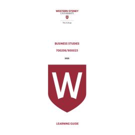 Learning Guide - 700206 / 900023 Business Studies Term 1 2020