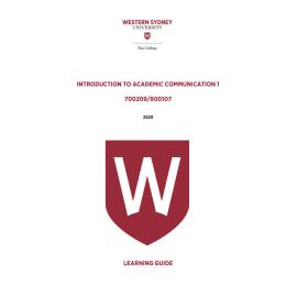 Learning Guide - 700209 / 900107 Introduction to Academic Communication 1 Term 1 2020