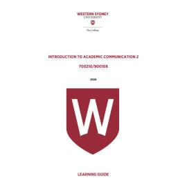 Learning Guide - 700210 / 900108 Introduction to Academic Communication 2 Term 1 2020