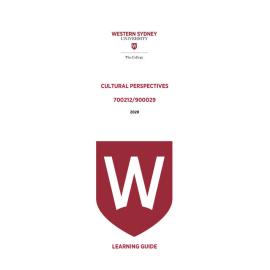 Learning Guide - 700212 / 900029 Cultural Perspectives Term 1 2020