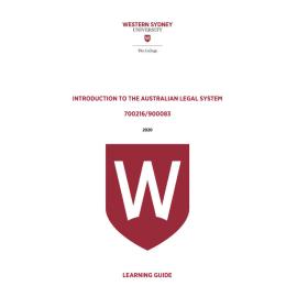 Learning Guide - 700216 / 900083 Introduction to the Australian Legal System Term 1 2020