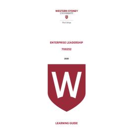 Learning Guide - 700252 Enterprise Leadership Term 1 2020