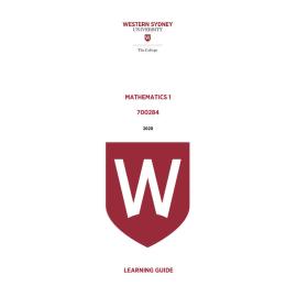 Learning Guide - 700284 Mathematics 1 Term 1 2020