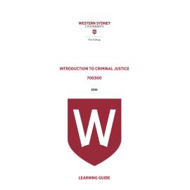 Learning Guide - 700300 Introduction to Criminal Justice Term 1 2020 LG v2.0