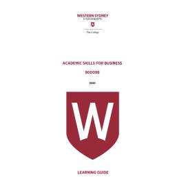 Learning Guide - 900098 Academic Skills for Business Term 1 2020