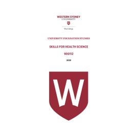 Learning Guide - 900112 Skills for Health Science Term 1 2020