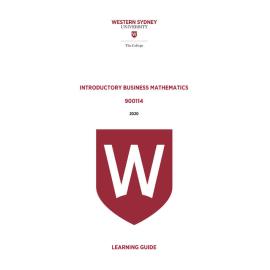 Learning Guide - 900114 Introductory Business Mathematics Term 1 2020