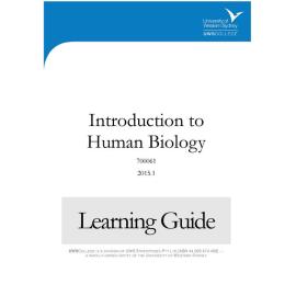 Learning Guide - 700061 Introduction to Human Biology Term 1 2015 LG v5