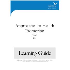 Learning Guide - 700065 Approaches to Health Promotion Term 1 2015 LG v3
