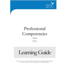 Learning Guide - 700154 - Professional competencies Term 1 2015