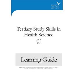 Learning Guide - 700170 TSS in Health ScienceTerm 1 2015
