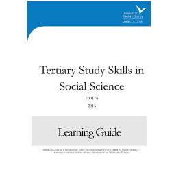Learning Guide - 700174 TSS in Social Science Term 1 2015