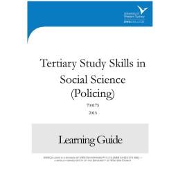 Learning Guide - 700175 TSS in Social Science (Policing) Term 1 2015