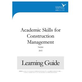 Learning Guide - 700200 Academic Skills for Construction Management Term 1 2015 LG v2.0