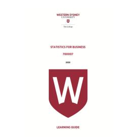 Learning Guide - 700007 Statistics for Business Term 2 2020
