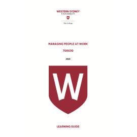 Learning Guide - 700030 Managing People at Work Term 2 2020