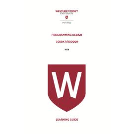 Learning Guide - 700047 / 900009 Programming Design Term 2 2020