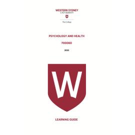 Learning Guide - 700060 Psychology and Health Term 2 2020