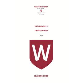 Learning Guide - 700146 / 900086 Mathematics 2 Term 2 2020