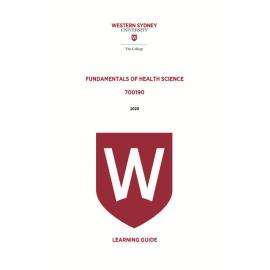 Learning Guide - 700190 Fundamentals of Health Science Term 2 2020