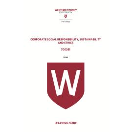 Learning Guide - 700261 Corporate Social Responsibility Sustainability and Ethics Term 2 2020