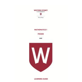 Learning Guide - 700284 Mathematics 1 Term 2 2020