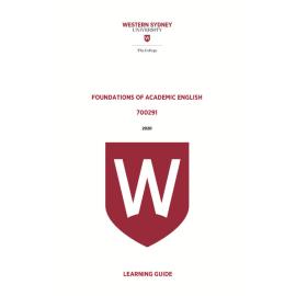 Learning Guide - 700291 Foundations of Academic English Term 2 2020