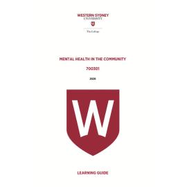 Learning Guide - 700301 Mental Health in the Community Term 2 2020