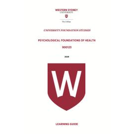 Learning Guide - 900123 Psychological Foundations of Health Term 2 2020