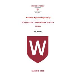 Learning Guide - 700149 Introduction to Engineering Practice Quarter 1 (Q1) 2020