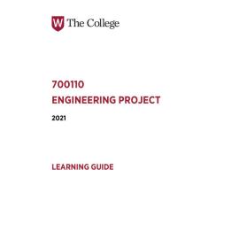 Learning Guide - 700110 Engineering Project Quarter 3 (Q3) 2021