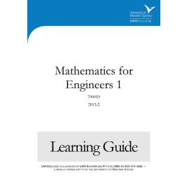 Learning Guide - 700019 Mathematics for Engineers 1 Term 2 (T2) 2015