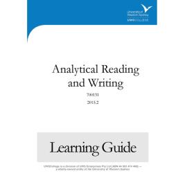 Learning Guide - 700131 Analytical Reading and Writing Term 2 (T2) 2015