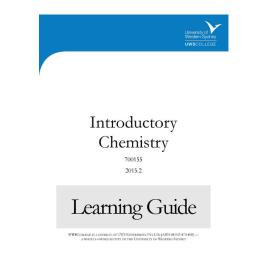 Learning Guide - 700155 Introductory Chemistry Term 2 (T2) 2015