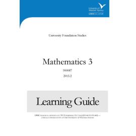 Learning Guide - 900087 Mathematics 3 Term 2 (T2) 2015