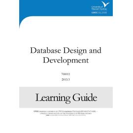 Learning Guide - 700011 Database Design and Development Term 3 (T3) 2015