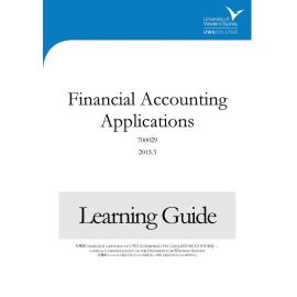 Learning Guide - 700029 Financial Accounting Applications Term 3 (T3) 2015