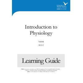 Learning Guide - 700098 Introduction to Physiology Term 3 (T3) 2015
