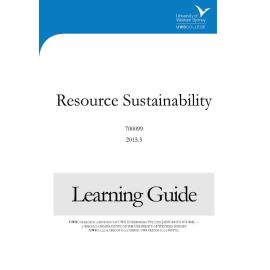 Learning Guide - 700099 Resource Sustainability Term 3 (T3) 2015