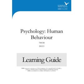 Learning Guide - 700138 Psychology Human Behaviour Term 3 (T3) 2015
